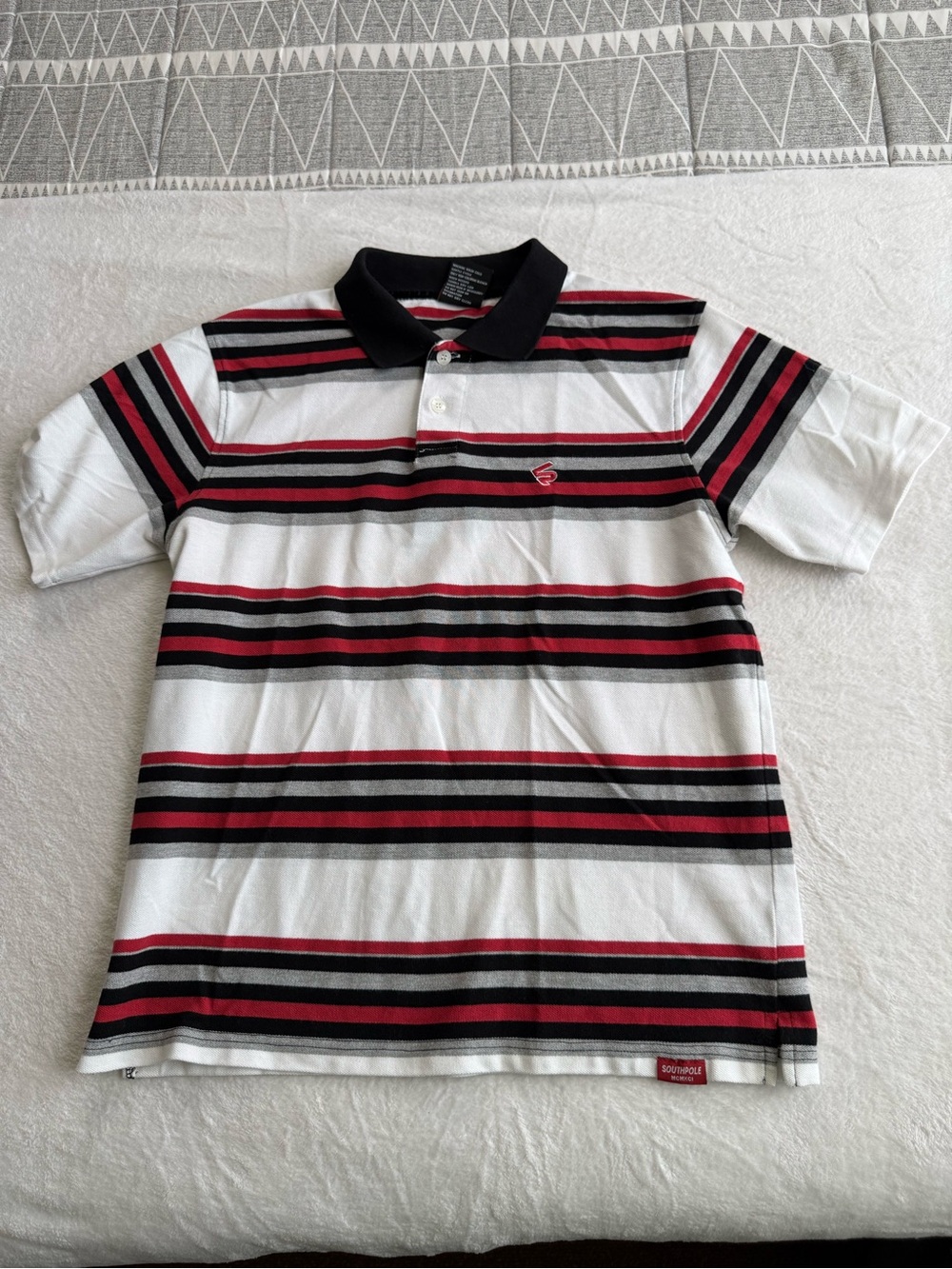 Southpole Y2K Striped Polo Shirt Mecium